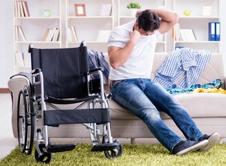 Disabled man recovering at home