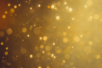 Dark Abstract Gold bokeh sparkle on black