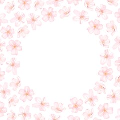 Obraz na płótnie Canvas 桜の花のフレーム　枠　水彩風イラスト