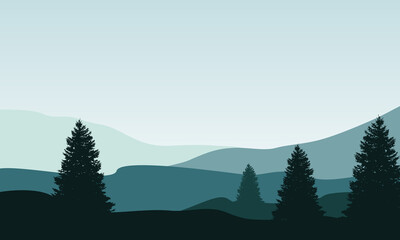 Beautiful natural scenery in the morning on the edge of town. Vector illustration