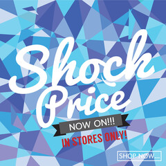 Shock Price Sale Geometry Banner Vector Illustration.