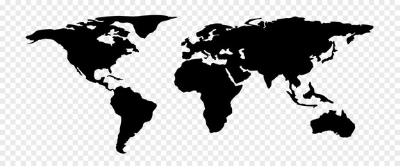 Fototapeta Simple world map in checkerboard BG. Global map. America, Europe, Asia, Australia. North, South, East, West. obraz