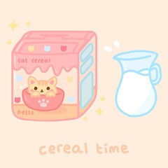 Illustration vector graphic of cereal with milk