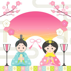 ひなまつり、バナー、デザイン、テンプレート 
/ 扇子　2:1　正方形　文字なし