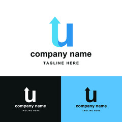 initial letter u with upward arrow for finance, development, success, training business logo concept