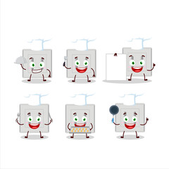 Cartoon character of single electric adapter with various chef emoticons