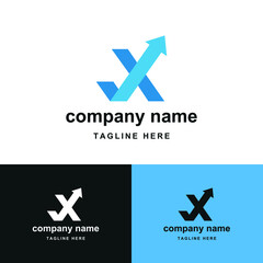 initial letter x with upward arrow for finance, development, success, training business logo concept