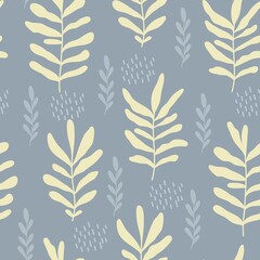 Seamless plant pattern, botany, fern branches, ideal for drawing on fabric or decor