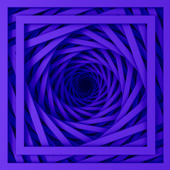 Abstract three-dimensional minimal pastel purple texture from a set of straight square borders of spiraling steps. 3D illustration