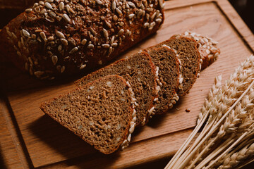 Bread on a wooden background