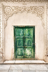 Green gate in Indian Palace in Jodhpur