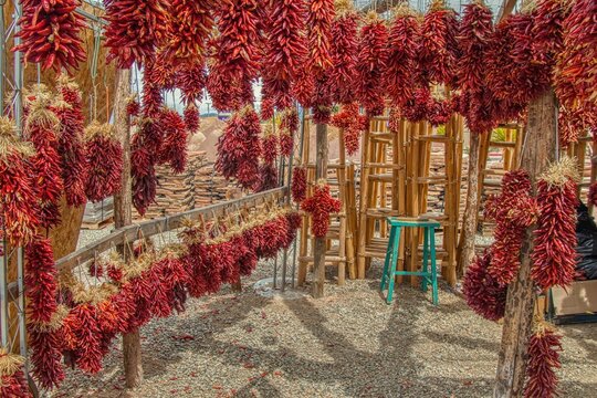 Chile Peppers on Display and for sale in Santa Fe, New Mexico