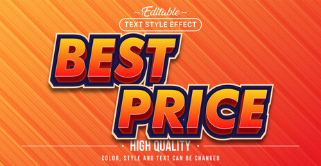Fototapeta na wymiar Editable text style effect - Best Price text style theme.