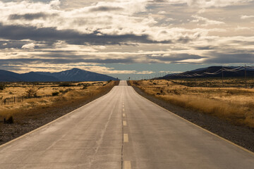 Road trip in Chile, South America, beautiful roads, beautiful grasslands.