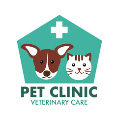 Pet clinic, veterinary care, vet clinic, pet hospital for animals concept vector illustration. dog and cat in flat design.
