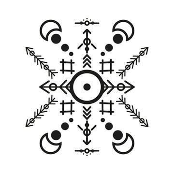 Tribal style ornaments and arrows. Native american ornamental pattern design collection. Vector illustration