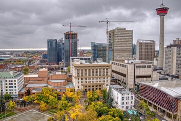 View from a Highrise apartment in downtown Calgary, Alberta