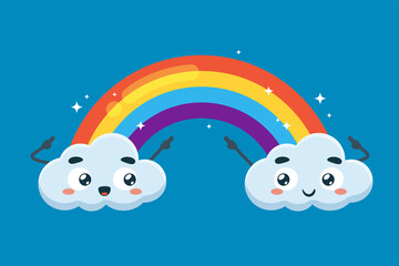 The clouds and the rainbow. Isolated Vector Illustration
