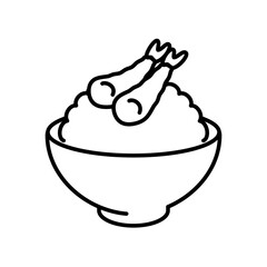 Rice with shrimp tempura. Shrimp tendon.