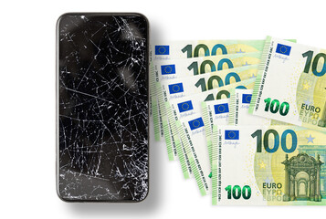 Black broken touch screen phone
