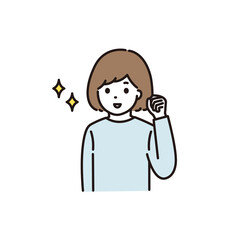 ガッツポーズをする女性