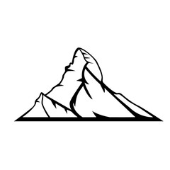 Mount Matterhorn, Isolated on a white background. A peak in the pennine Alps. The Alpine ridge. vector flat illustration.