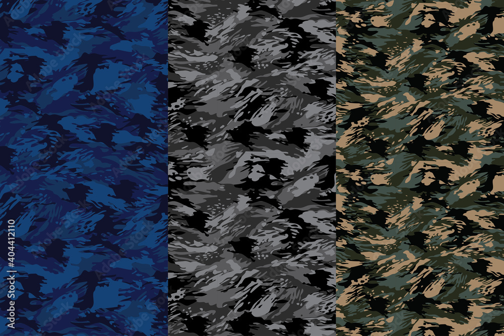 Wall mural Seamless camouflage abstract pattern, Military Camouflage pattern design element for Army background,  printing clothes, fabrics, sport t-shirts jersey, web banners, posters, cards and wallpapers