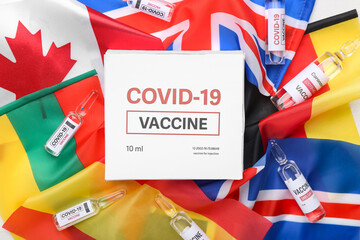 Vaccine for immunization against COVID-19 on different flags