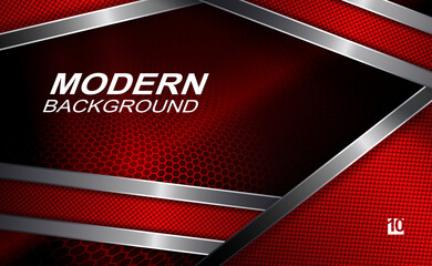 Mesh red design with fluted curtains with metallic border