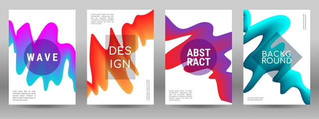 Collection of modern abstract covers. Geometric wave shape with liquid colorful gradient. It is suitable for posters, flyers, banners, etc. Vector illustration