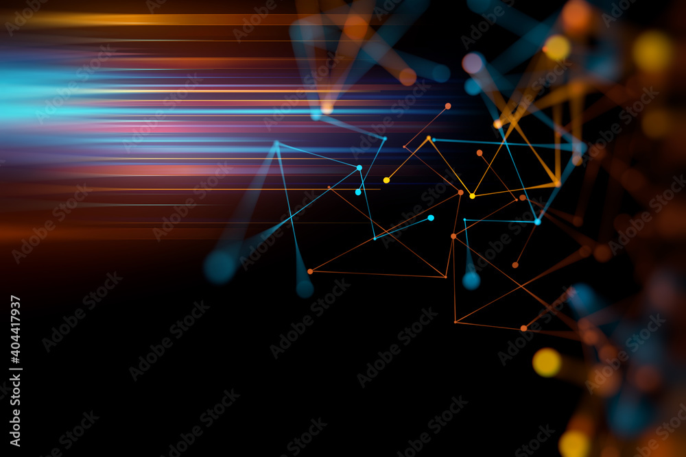 Poster dots and lines connection on abstract technology background.