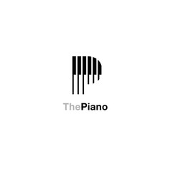 Modern P letter logo for piano instrumental. minimalistic design concept with negative space for music company