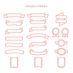シンプルなリボンのデザイン素材【線画・塗りなし】
