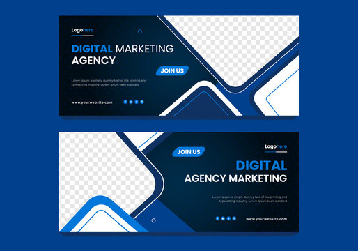  Social Media Cover and Web Banner Template Design. Vector Illustration template design. Blue and White color. 