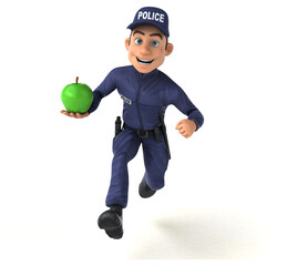 Fun 3D illustration of a cartoon Police Officer