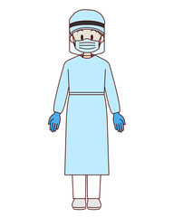 感染予防対策をしている女性医療従事者