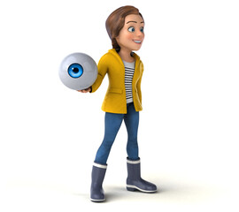 Fun 3D illustration of a cartoon teenage girl