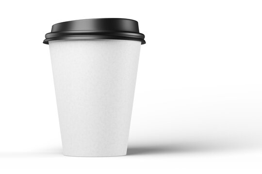 Blank white coffee paper cup isolated on white background. 3d rendering mock up.