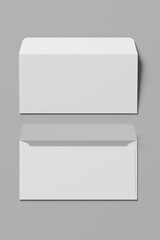 White blank postal envelopes on gray background. 3D rendering illustration