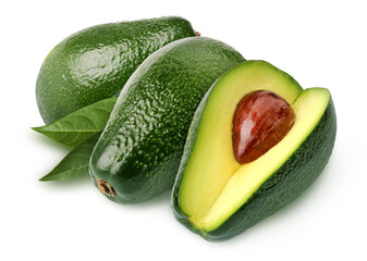 avocados isolated on white background  with a clipping path. alligator pear.