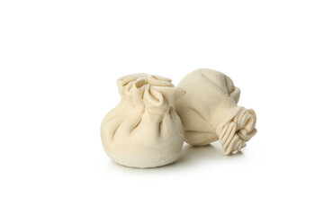 Tasty raw khinkali isolated on white background