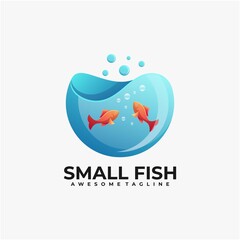 Small fish illustration logo design