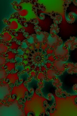 Red and green pattern in a spiral pattern