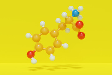 Tyrosine (l-tyrosine, Tyr, Y) amino acid molecule. 3D rendering.