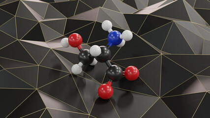 Serine (l-serine, Ser, S) amino acid molecule. 3D rendering.