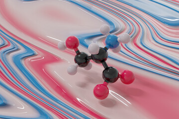 Serine (l-serine, Ser, S) amino acid molecule. 3D rendering.
