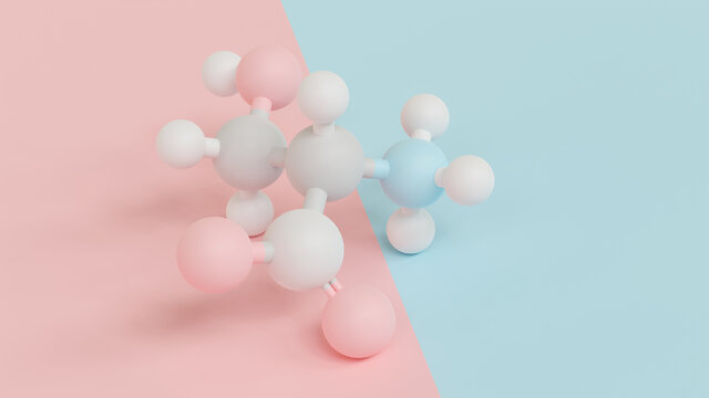 Serine (l-serine, Ser, S) amino acid molecule. 3D rendering.