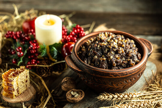 Traditional Christmas slavic dish kutia traditional orthodox food. holy evening