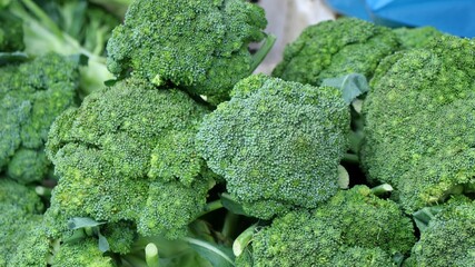 fresh broccoli at traditional market