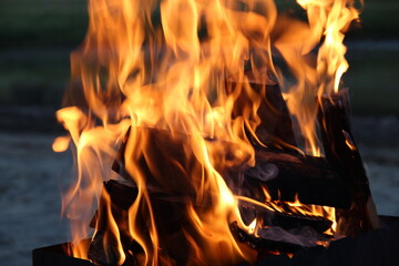 fire in the fireplace